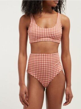 Mara Hoffman Size Small Gingham Lira Top and Lydia High Waisted Bottom Bikini